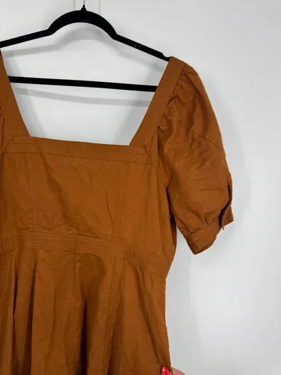 Madewell Button-Front Puff-Sleeve Midi Dress Size 12 NWT - Picture 12 of 16